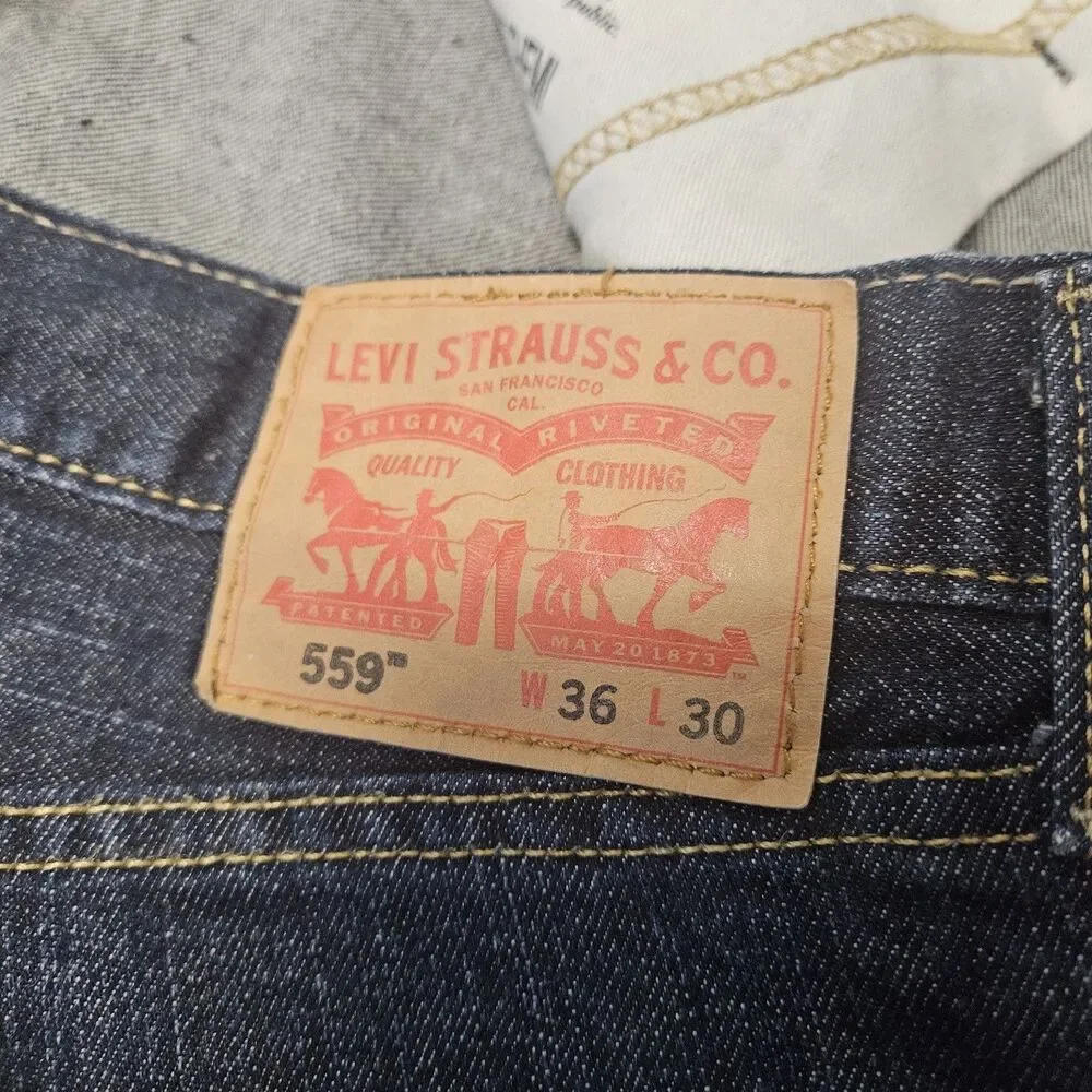Levi's 559 Relaxed Straight Leg Jeans Dark Blue Denim Men's 36 X 30
